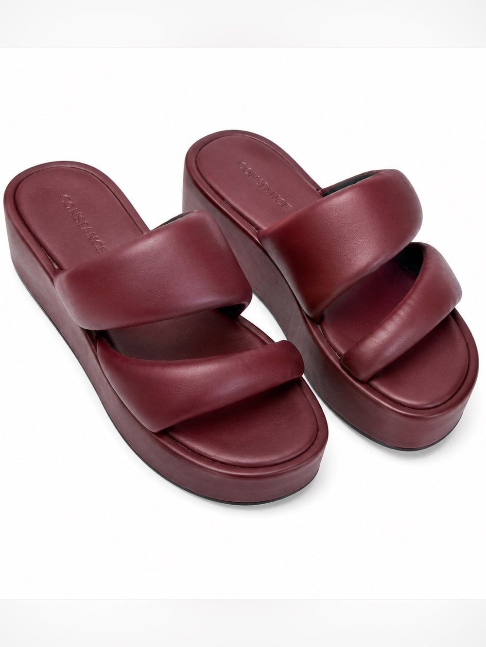 Constance Burgundy Padded Platform Slide Sandals Size 9